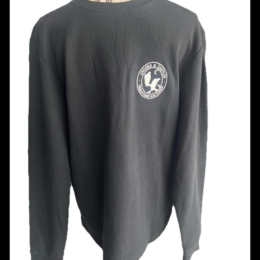 Crooks & Castles Men’s Black Long Sleeve Shirt Thermal Graphic Streetwear XL